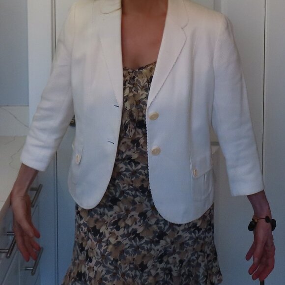 Ann Taylor Petites Light Yellow 3/4 sleeve cotton summer jacket, size 10 - Picture 8 of 14